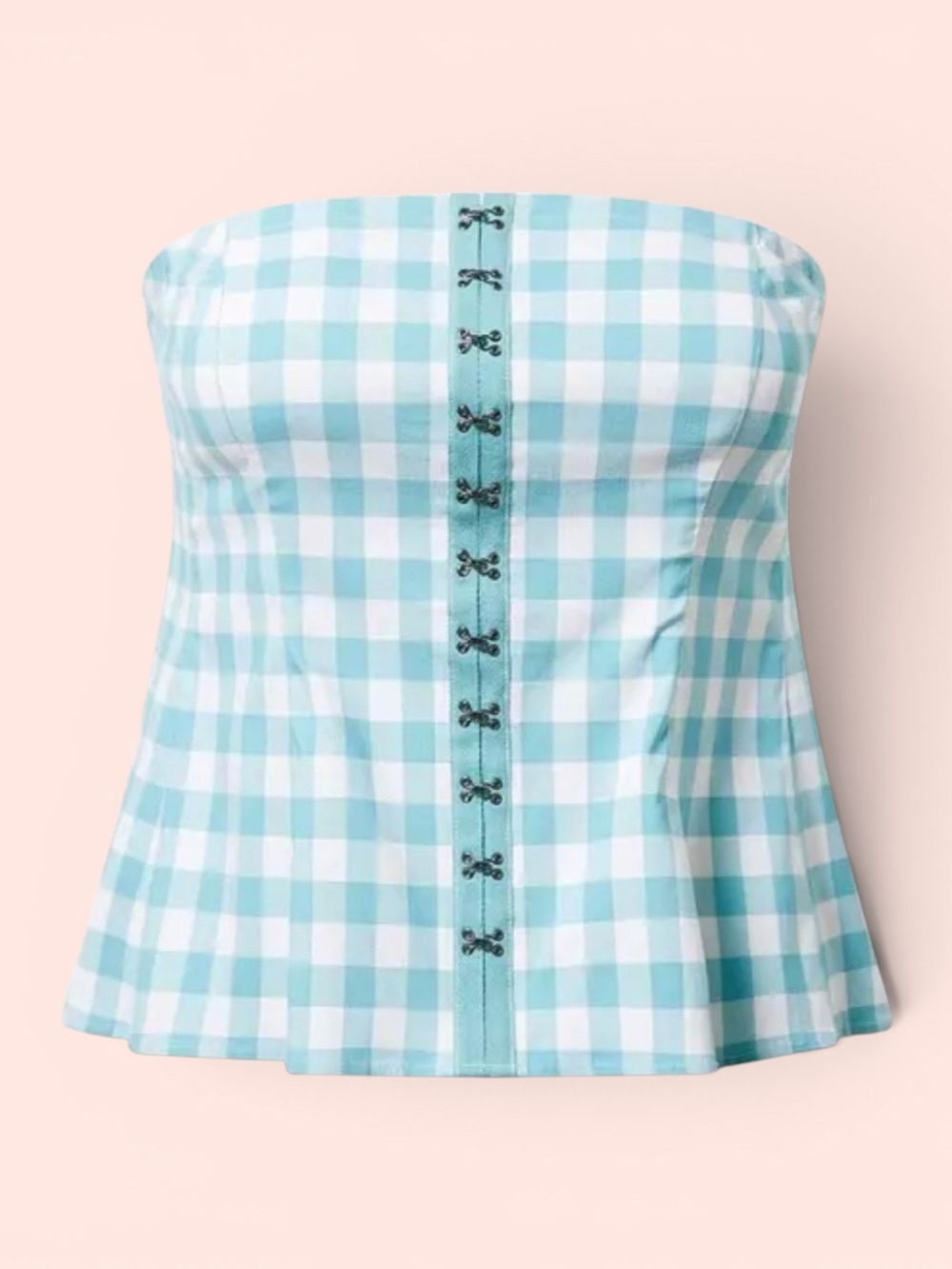 torrid Blue & White Gingham Smocked Top With Removable Stsp, 4XL